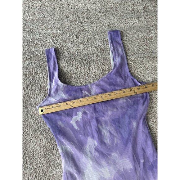 ASOS DESIGN Petite chiffon scoop neck midi slip dress purple tie dye print 2 New - Picture 8 of 16